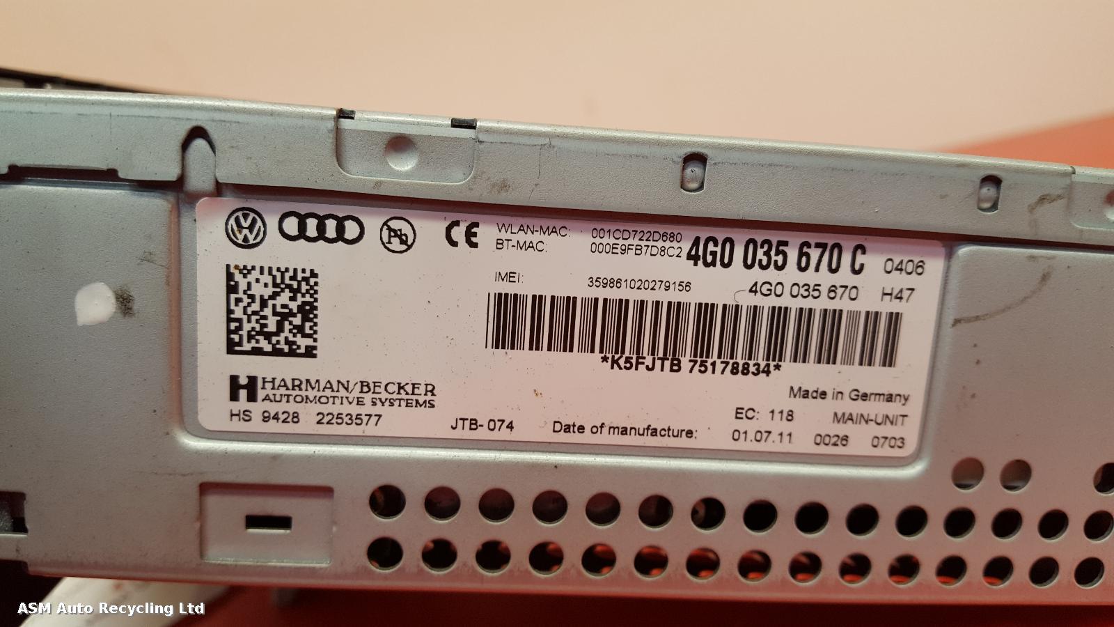 View Auto part A/V Equipment Audi A7 2011