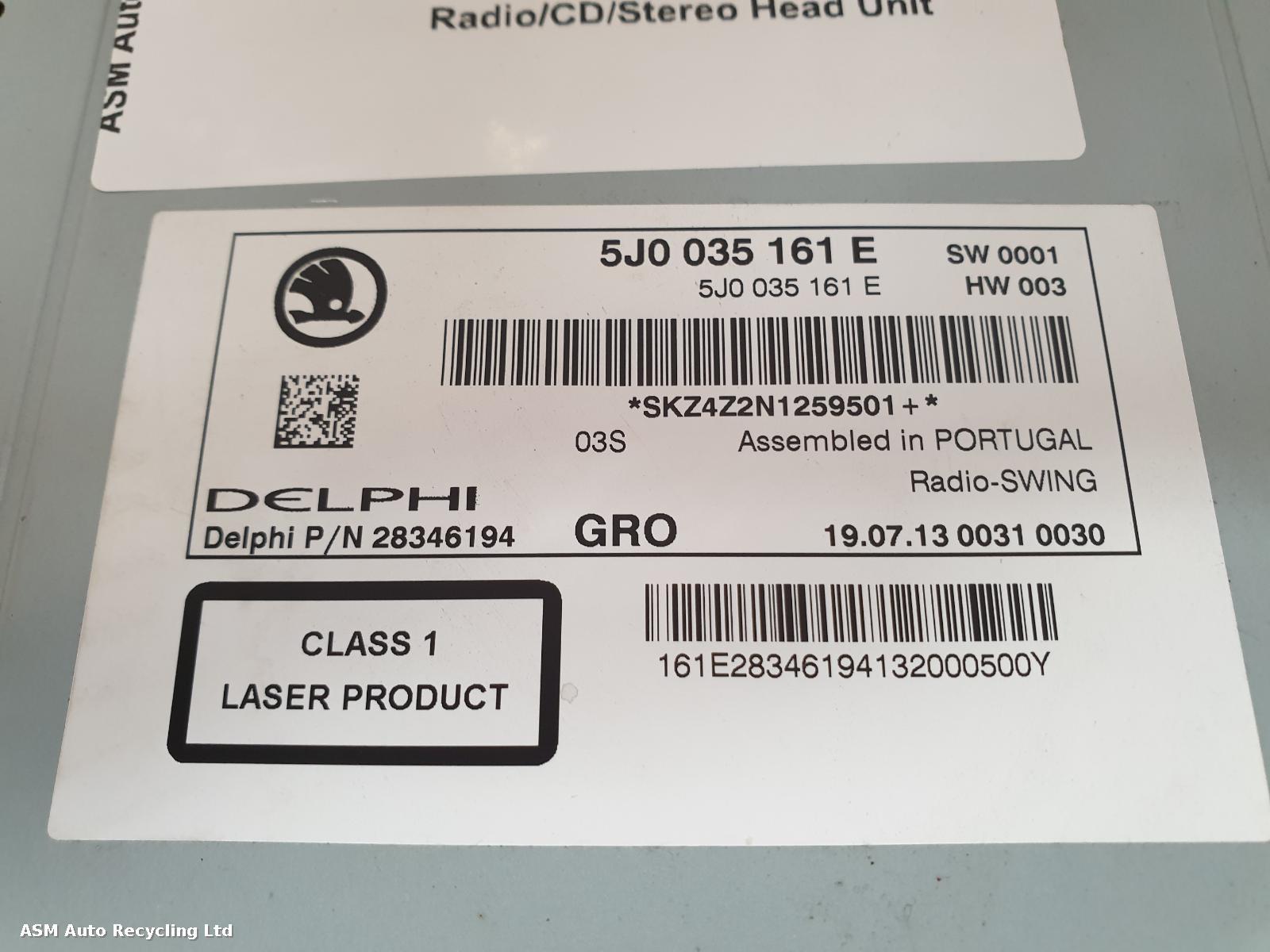 View Auto part A/V Equipment Skoda Rapid 2014