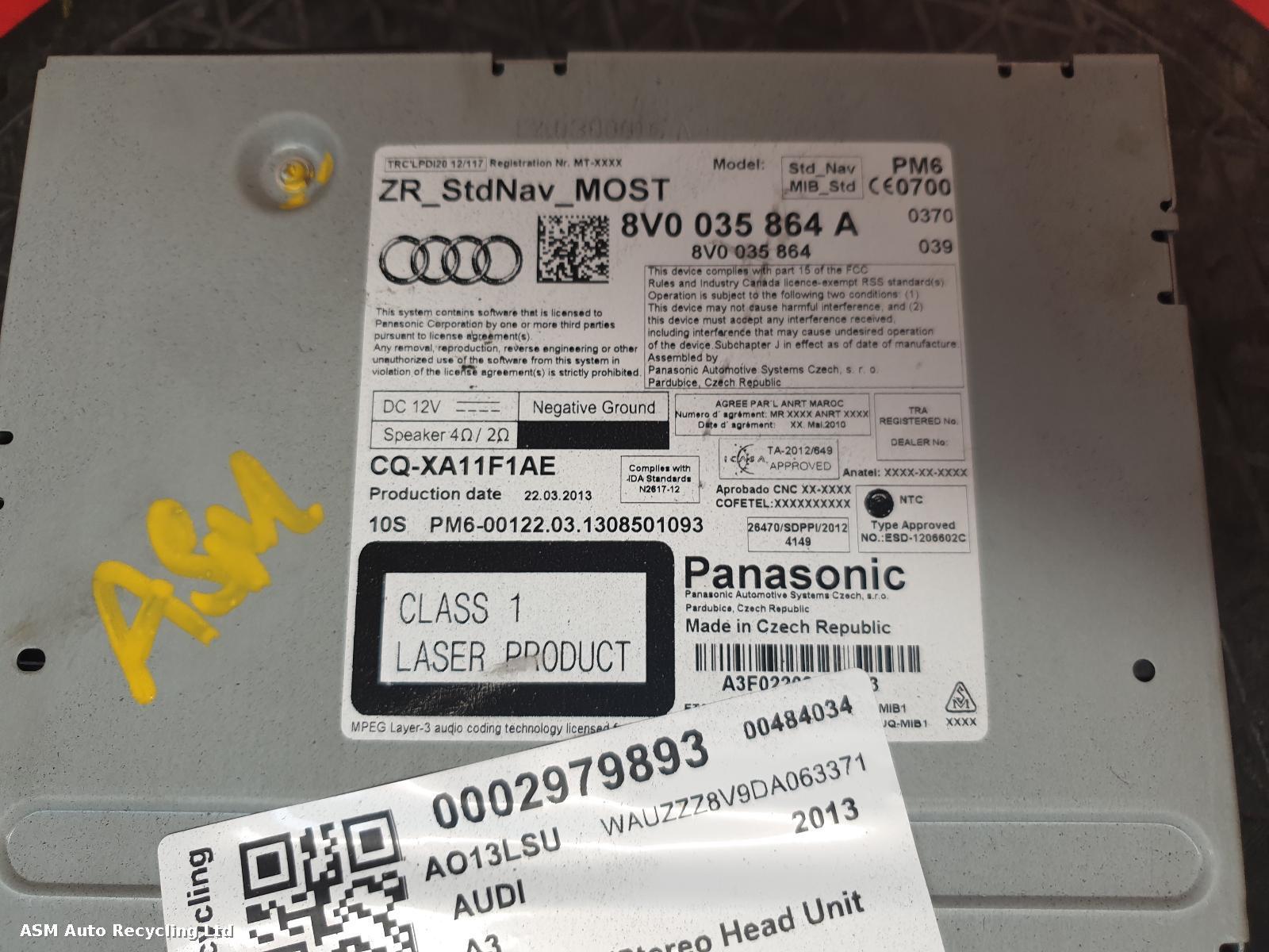 View Auto part A/V Equipment Audi A3 2013