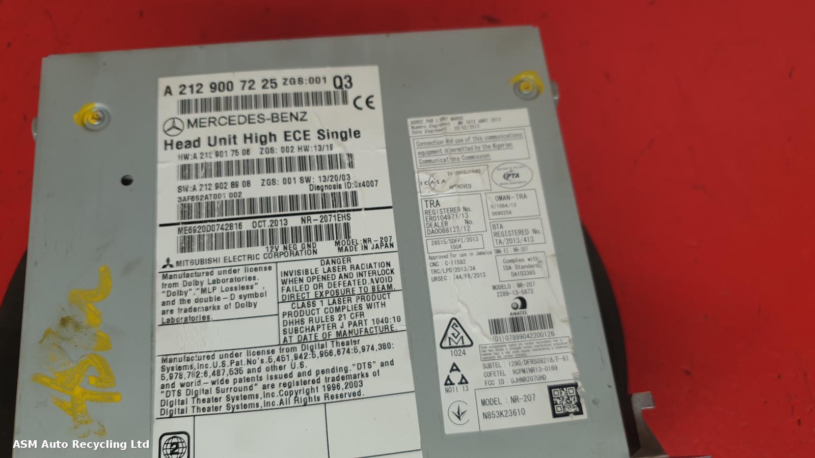 View Auto part CD Changer Mercedes E Class 2014