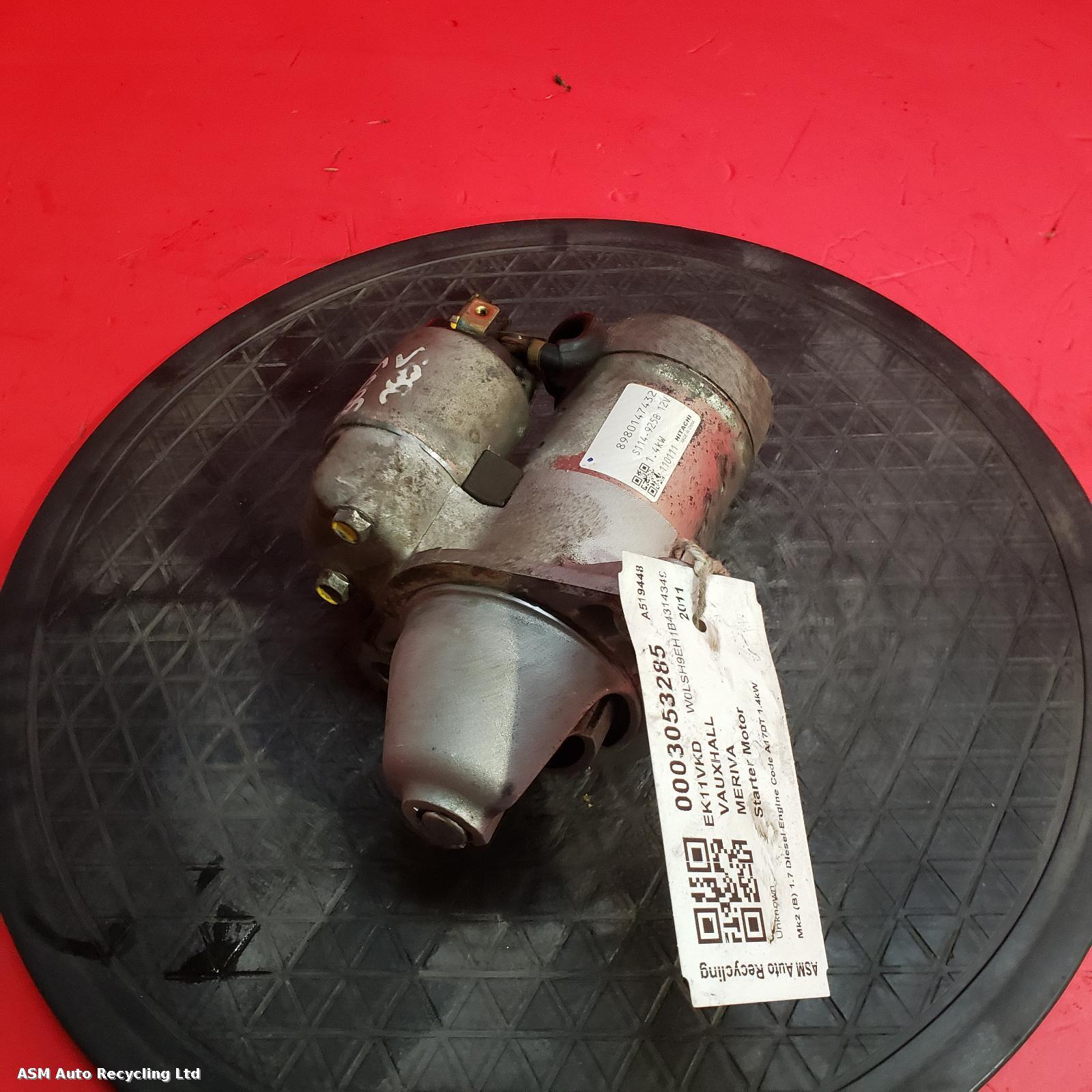View Auto part Starter Motor Vauxhall Meriva 2011