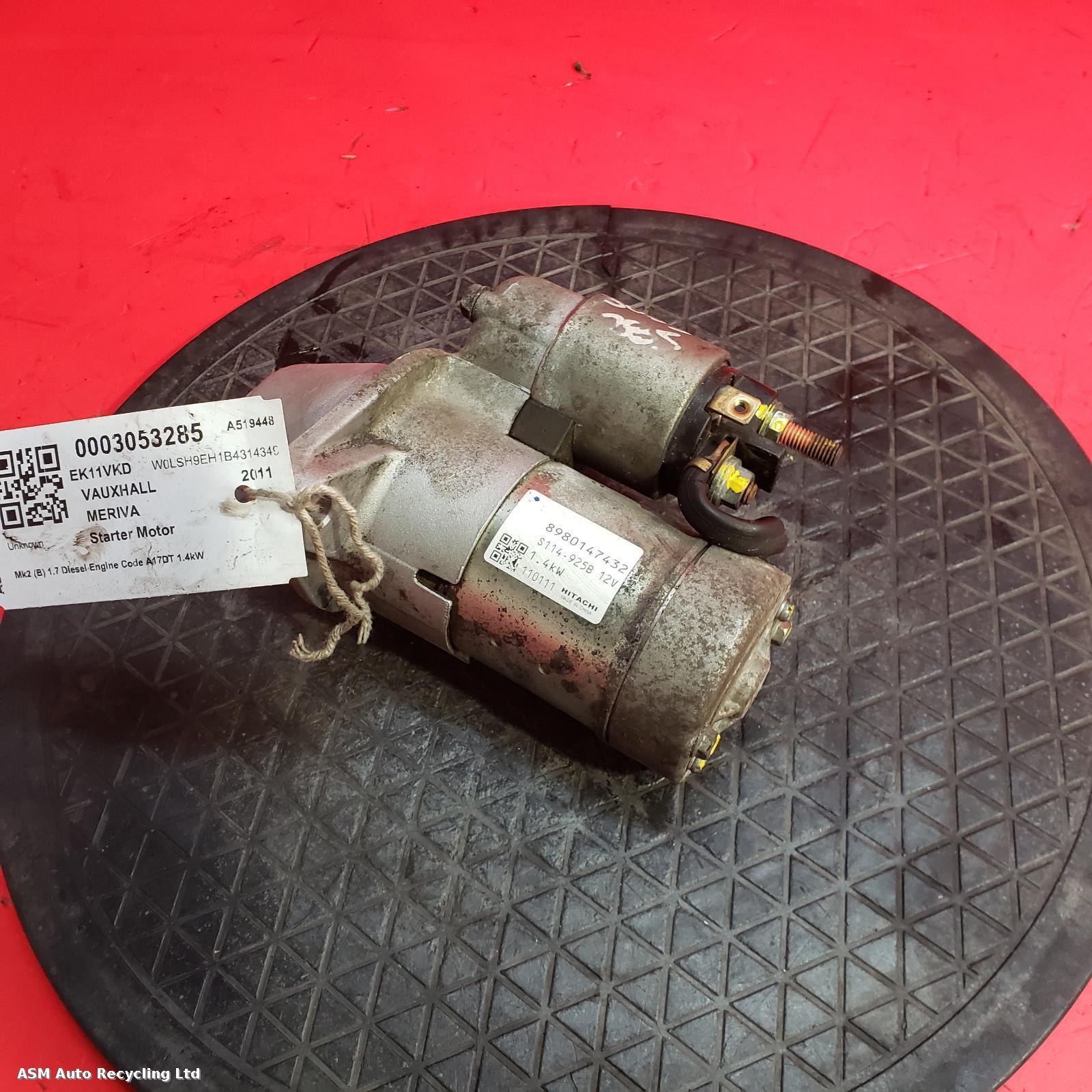 View Auto part Starter Motor Vauxhall Meriva 2011