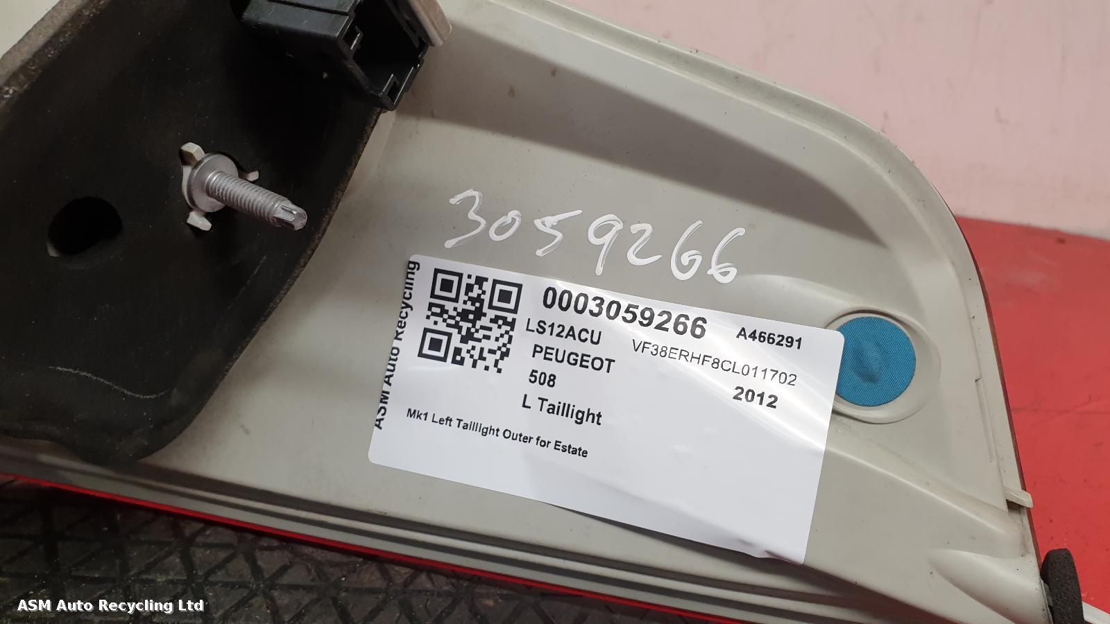 View Auto part L Taillight Peugeot 508 2012