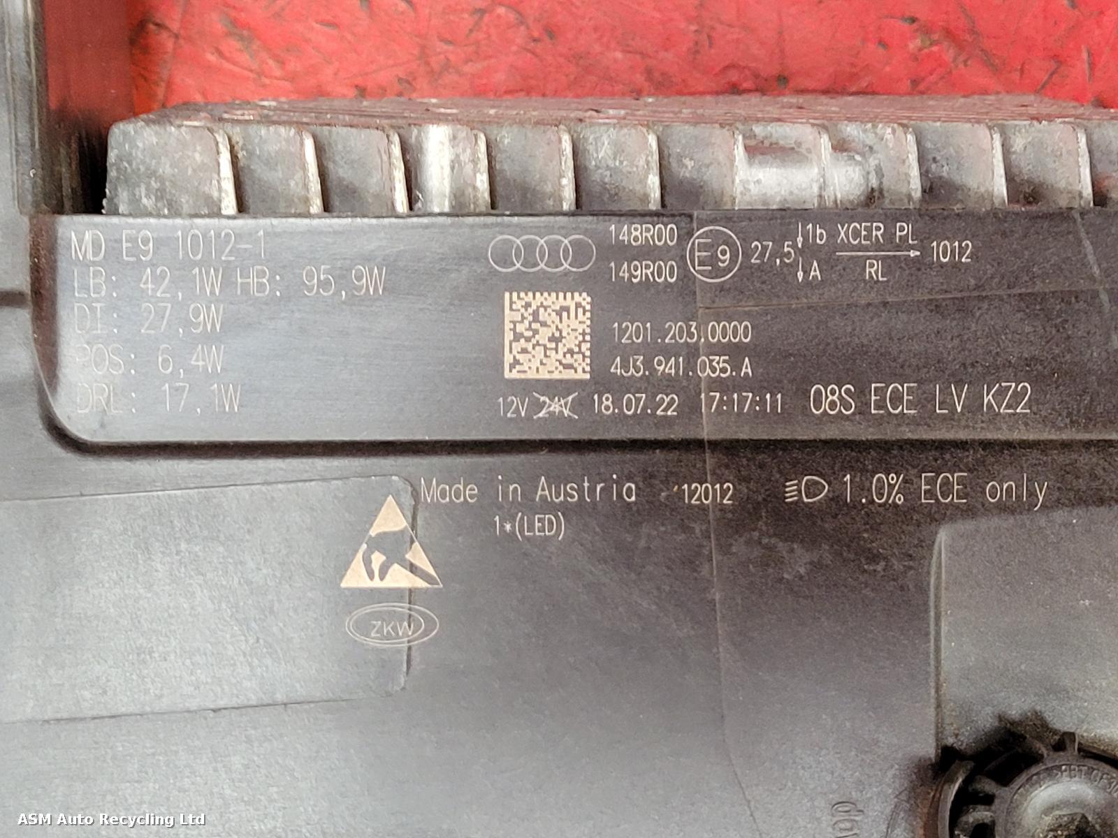 View Auto part L Headlamp Audi E-tron Gt 2022