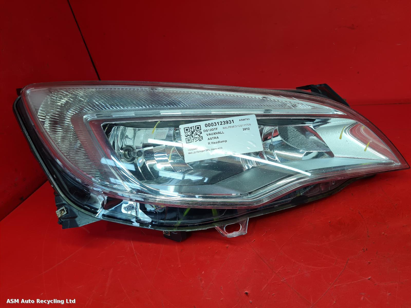 View Auto part R Headlamp Vauxhall Astra 2012