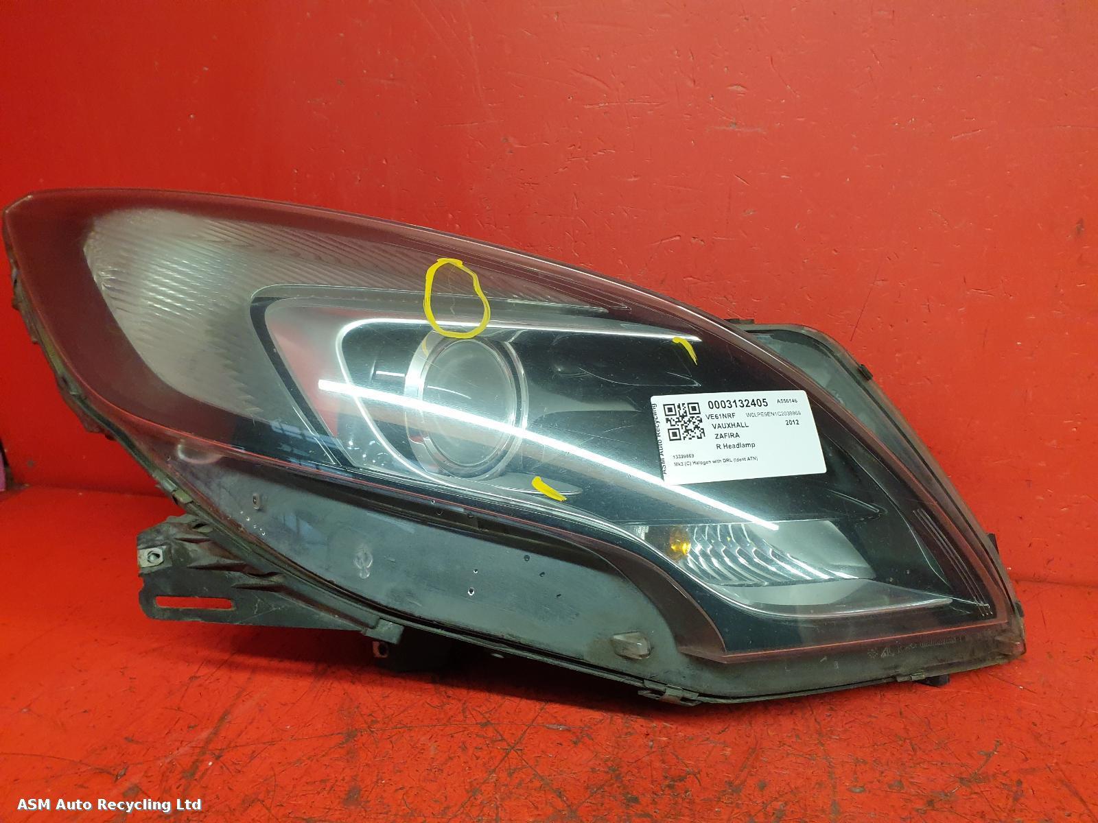View Auto part R Headlamp Vauxhall Zafira 2012