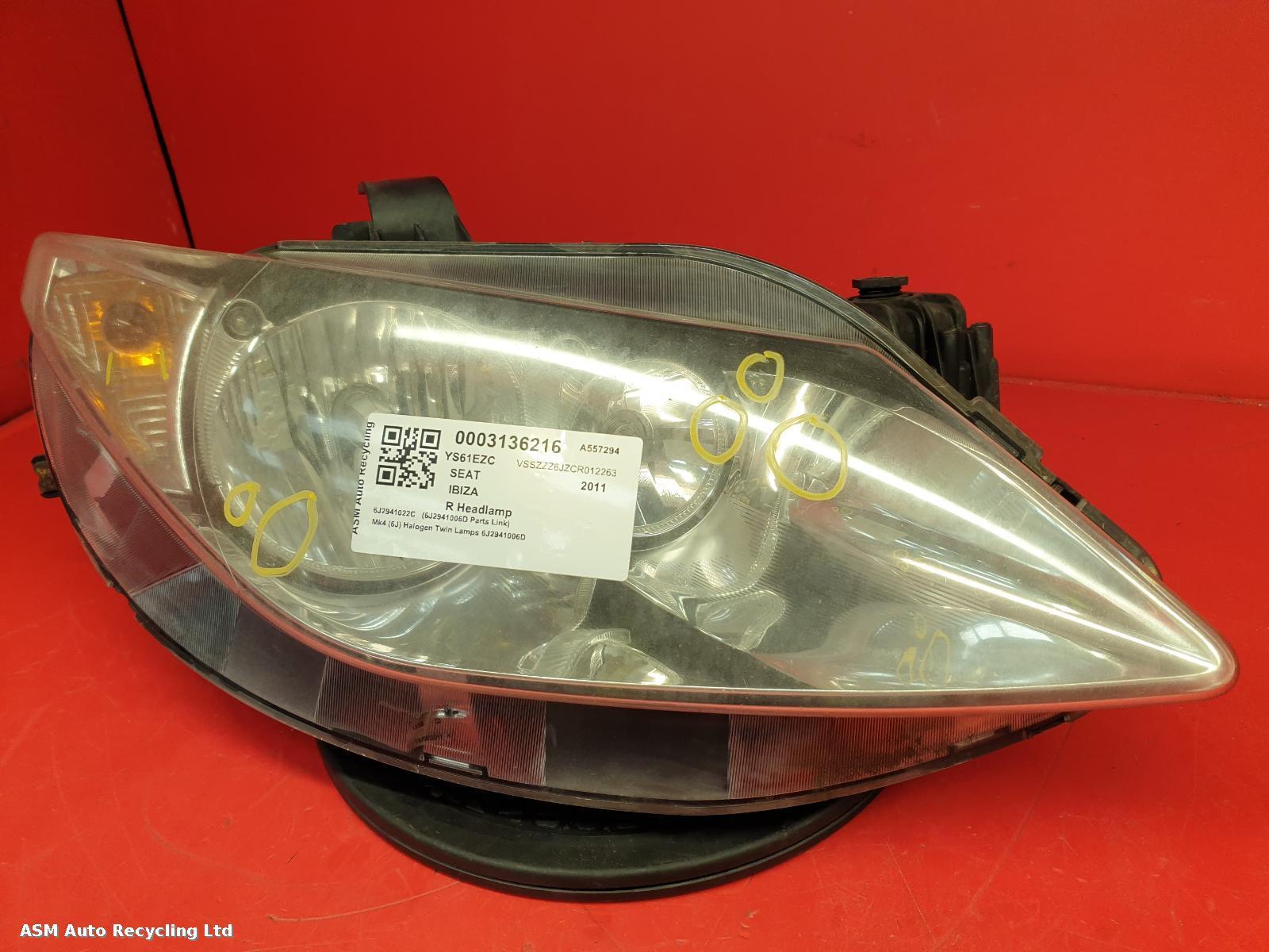 View Auto part R Headlamp Seat Ibiza 2011