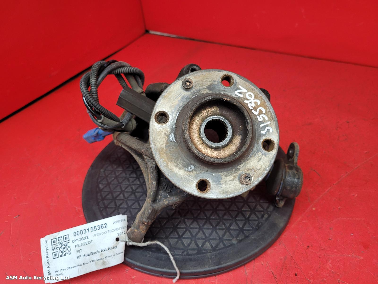 View Auto part RF Hub/Stub Axle Assembly Peugeot 207 2012