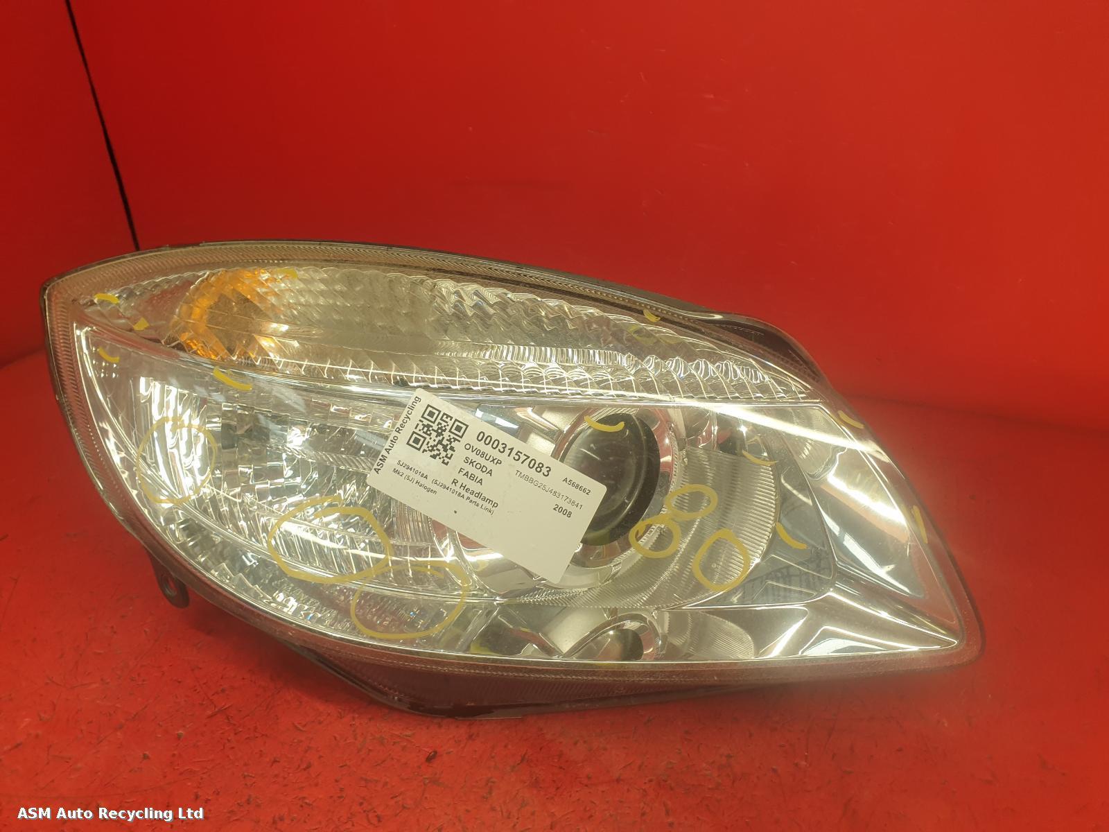 View Auto part R Headlamp Skoda Fabia 2008