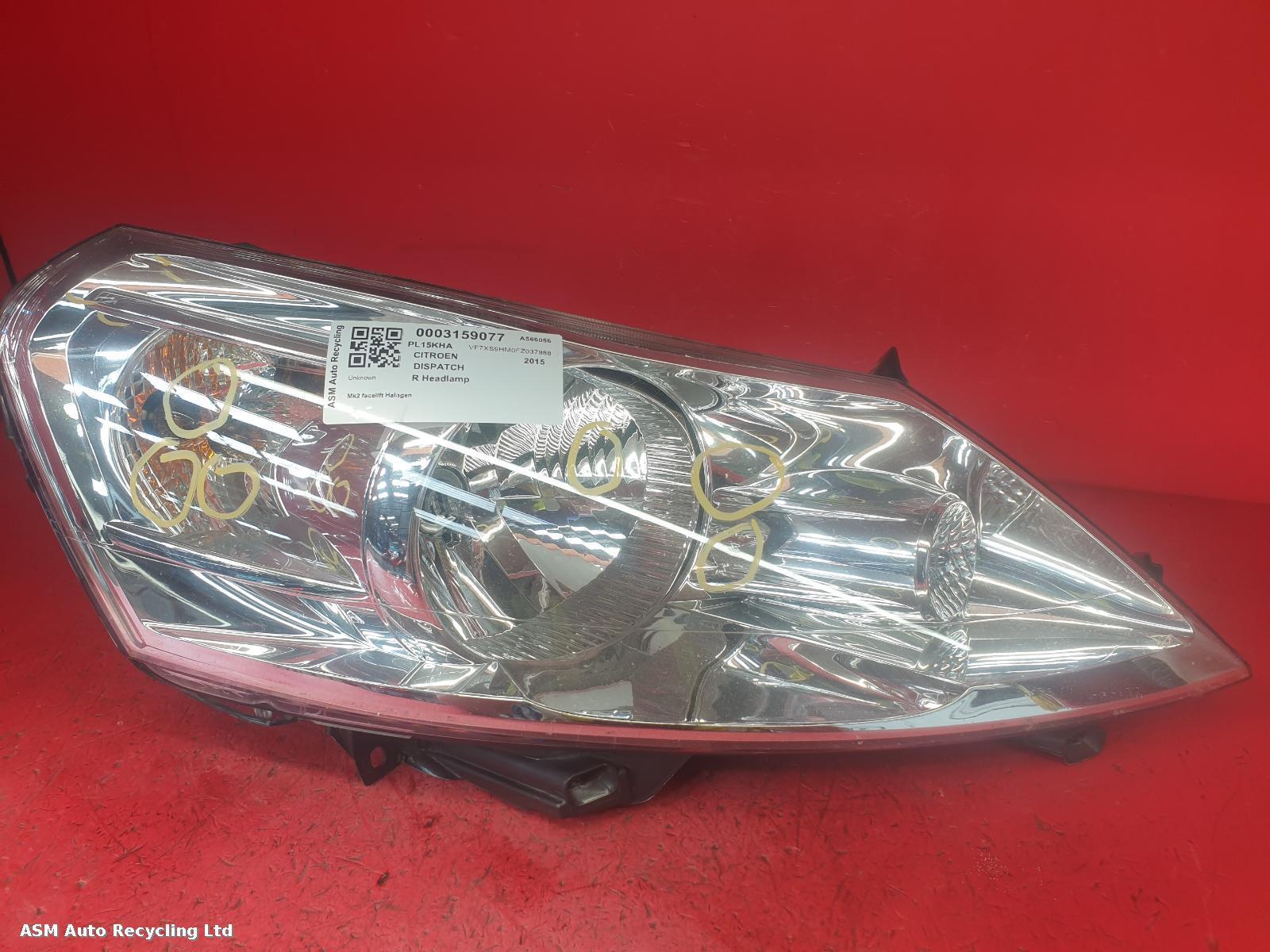 View Auto part R Headlamp Citroen Dispatch 2015