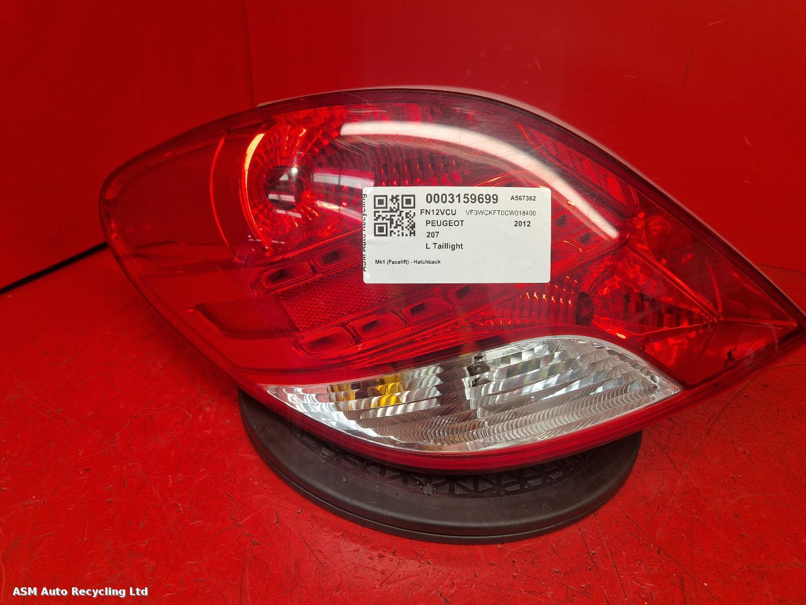 View Auto part L Taillight Peugeot 207 2012
