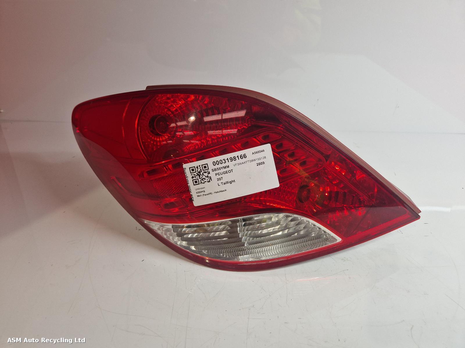 View Auto part L Taillight Peugeot 207 2009