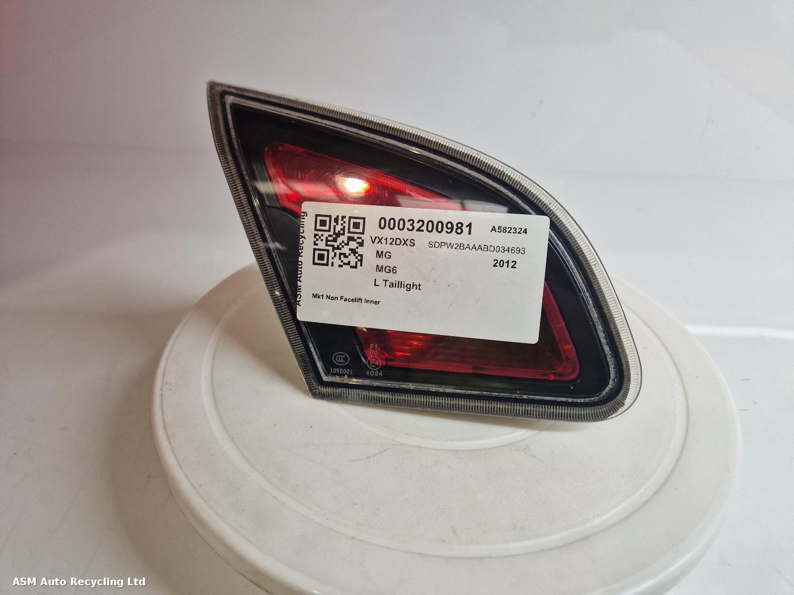 View Auto part L Taillight Mg Mg6 2012