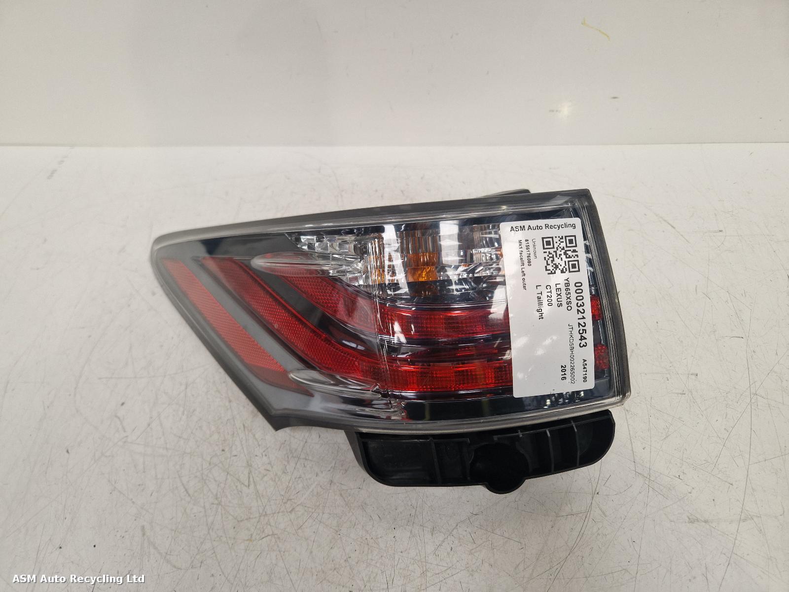 View Auto part L Taillight Lexus Ct200 2016