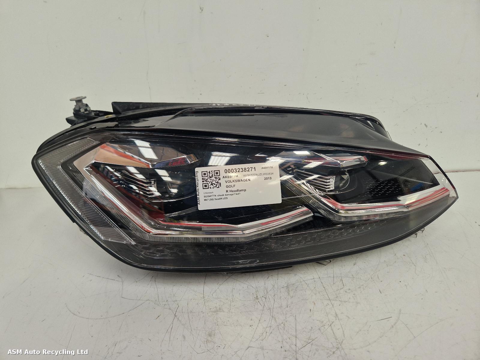 View Auto part R Headlamp Volkswagen Golf 2019