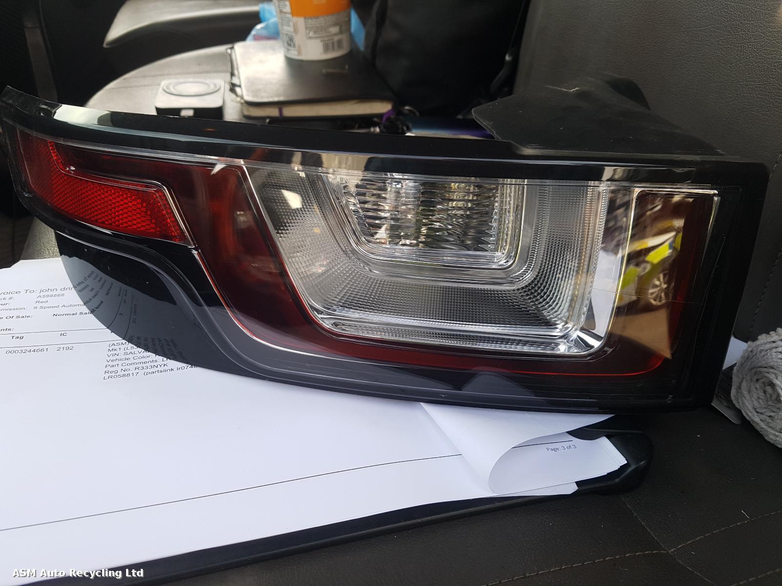 View Auto part L Taillight Land Rover Range Rover Evoque 2015