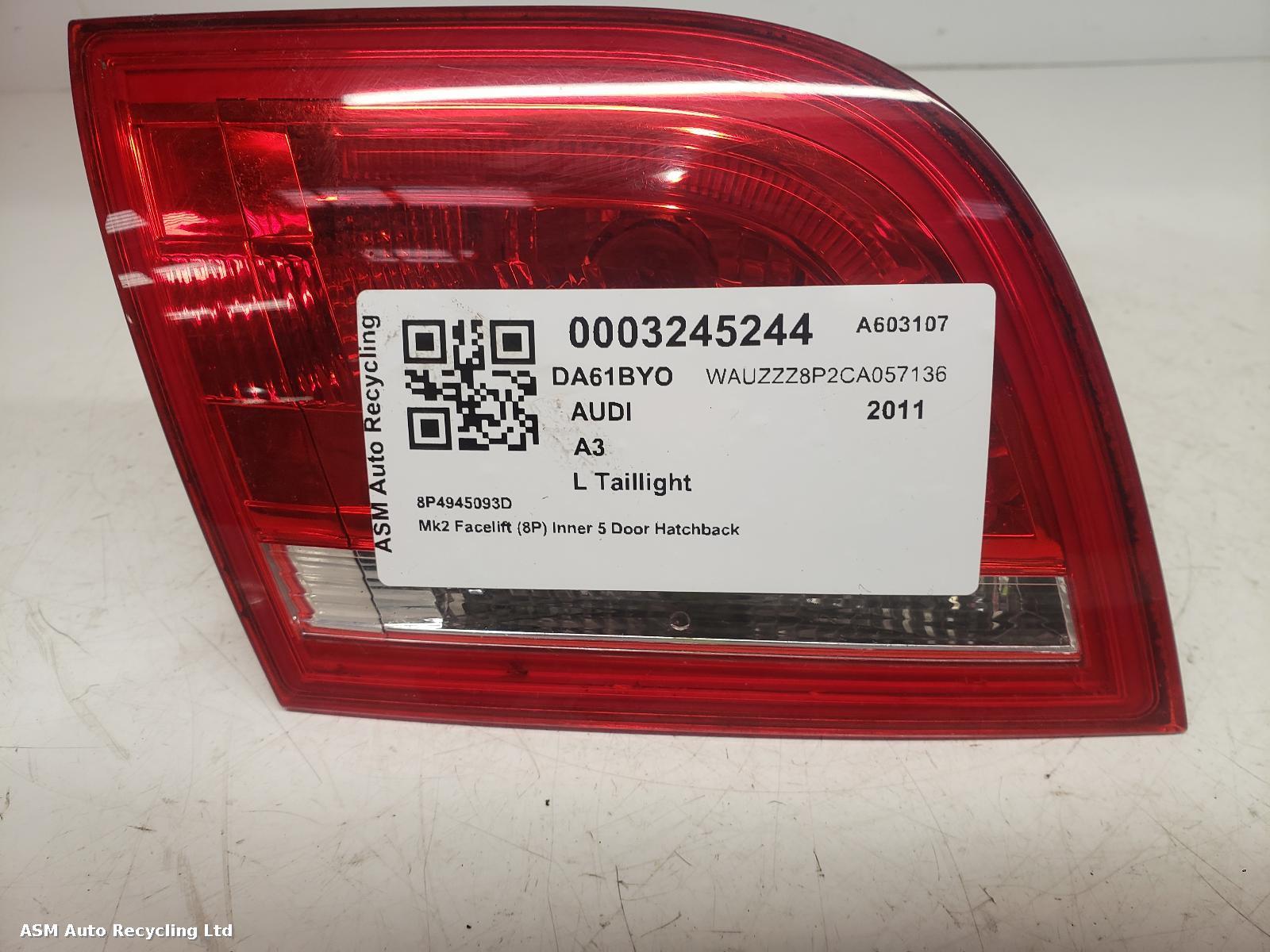 View Auto part L Taillight Audi A3 2011