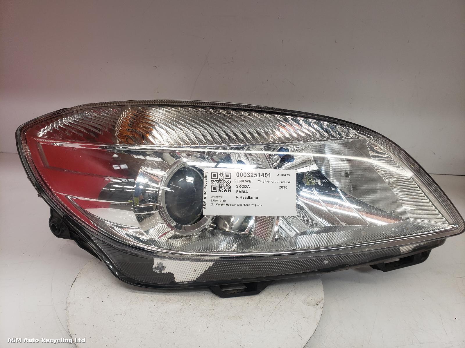 View Auto part R Headlamp Skoda Fabia 2010