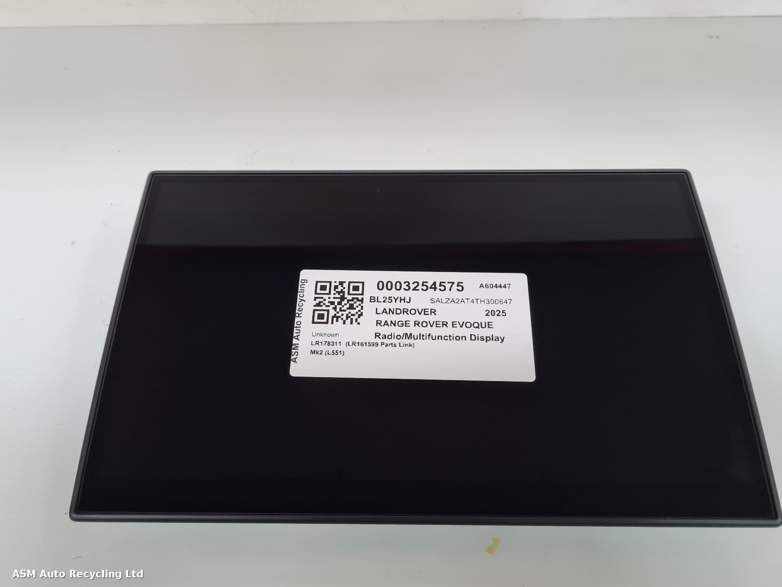 View Auto part Radio Display Land Rover Range Rover Evoque 2025