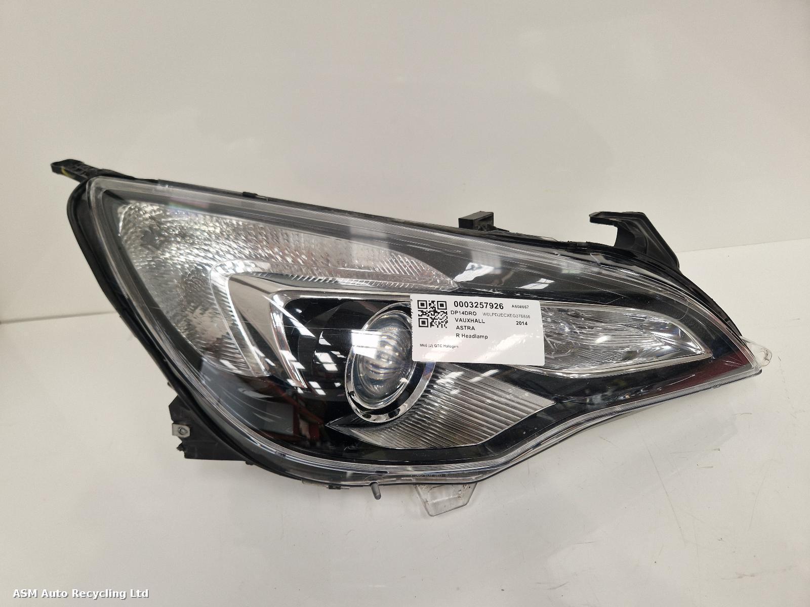 View Auto part R Headlamp Vauxhall Astra 2014
