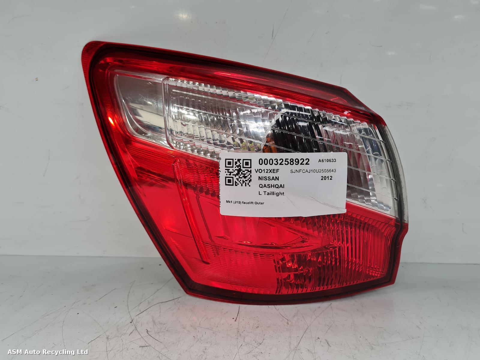 View Auto part L Taillight Nissan Qashqai 2012