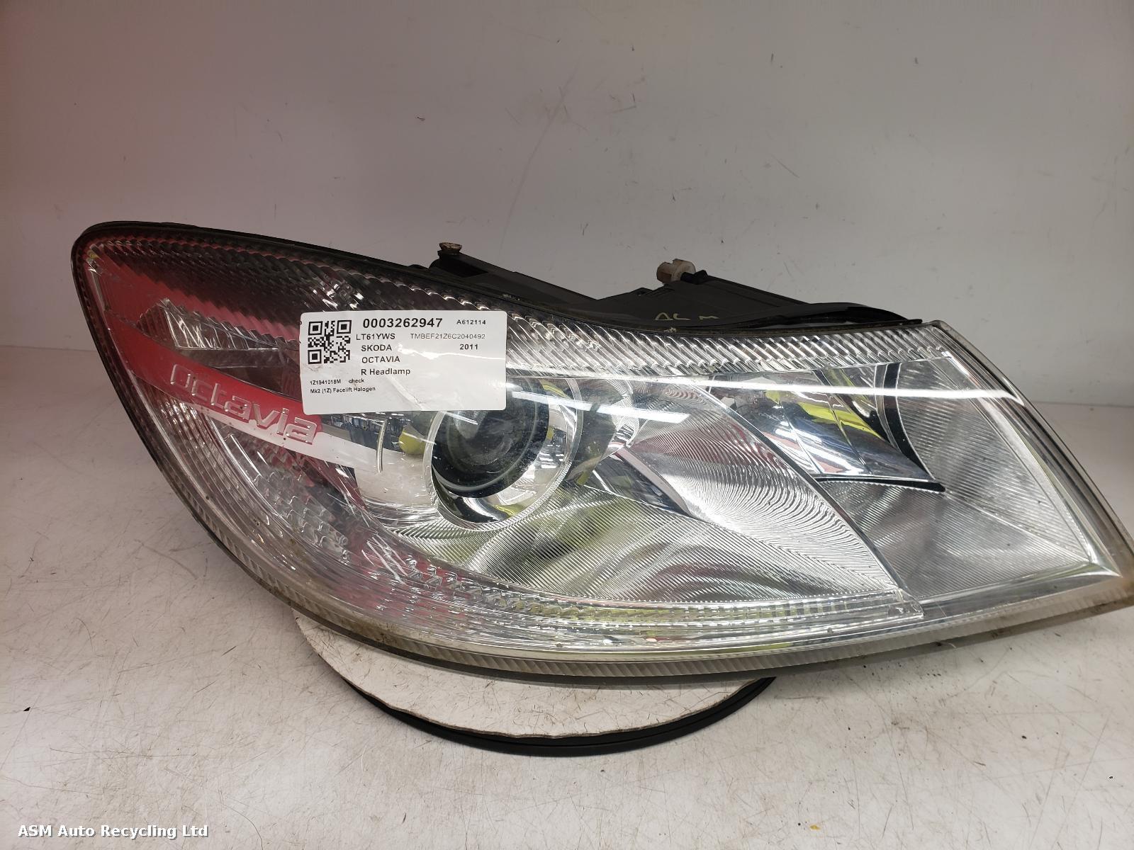 View Auto part R Headlamp Skoda Octavia 2011
