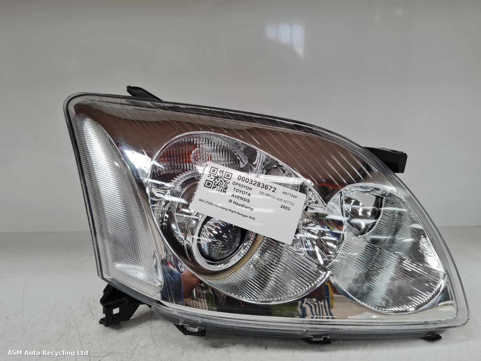 View Auto part R Headlamp Toyota Avensis 2003